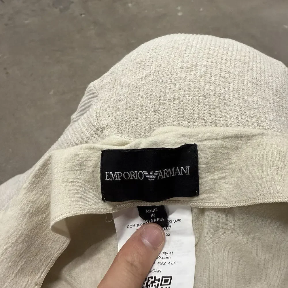 Vintage Emporio Armani Linen Lyocell Pleated Relaxed Pants Mens 50/US34 Ivory
